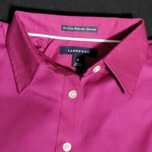 "LAND'S  END" WOMEN PINPOINT OXFORD FUSHCIA SHIRT - SIZE 8 - [NWOT]